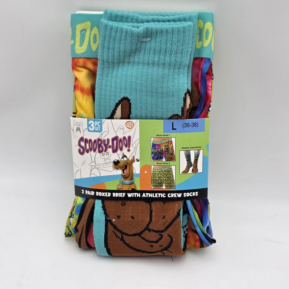Scooby-Doo Men's Character 2-Pack Boxer Brief and Crew Sock Set Size L NWT